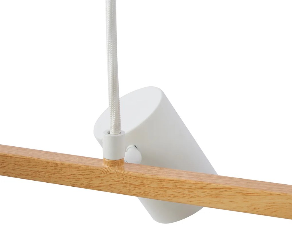 Moderne hanglamp hout print met wit 6-lichts - Jeana Straight