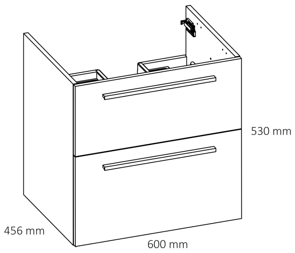 Differnz Fit badmeubel 60cm eiken licht met toppaneel zwart mat en spiegelkast