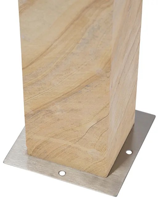 Buitenlamp zandsteen met grondpin en kabelmof 70cm IP55 - Grumpy