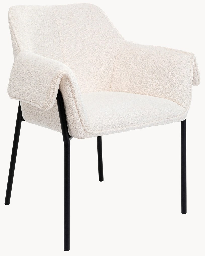 Bouclé eetstoelen Bess met armleuningen, 2-delig
