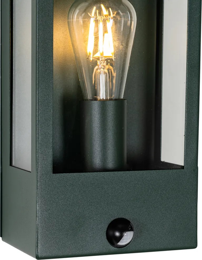 Buiten wandlamp donker groen met bewegingsmelder IP44 - Rotterdam