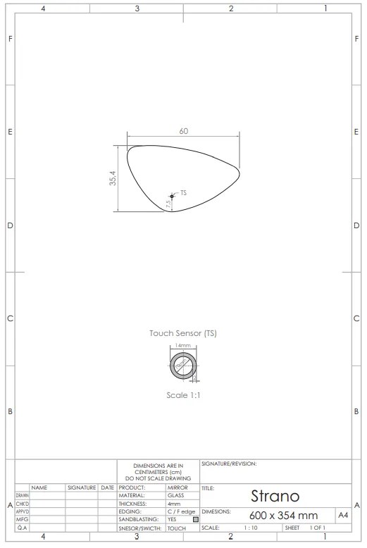 Gliss Design Strano spiegel met LED-verlichting en verwarming 60cm