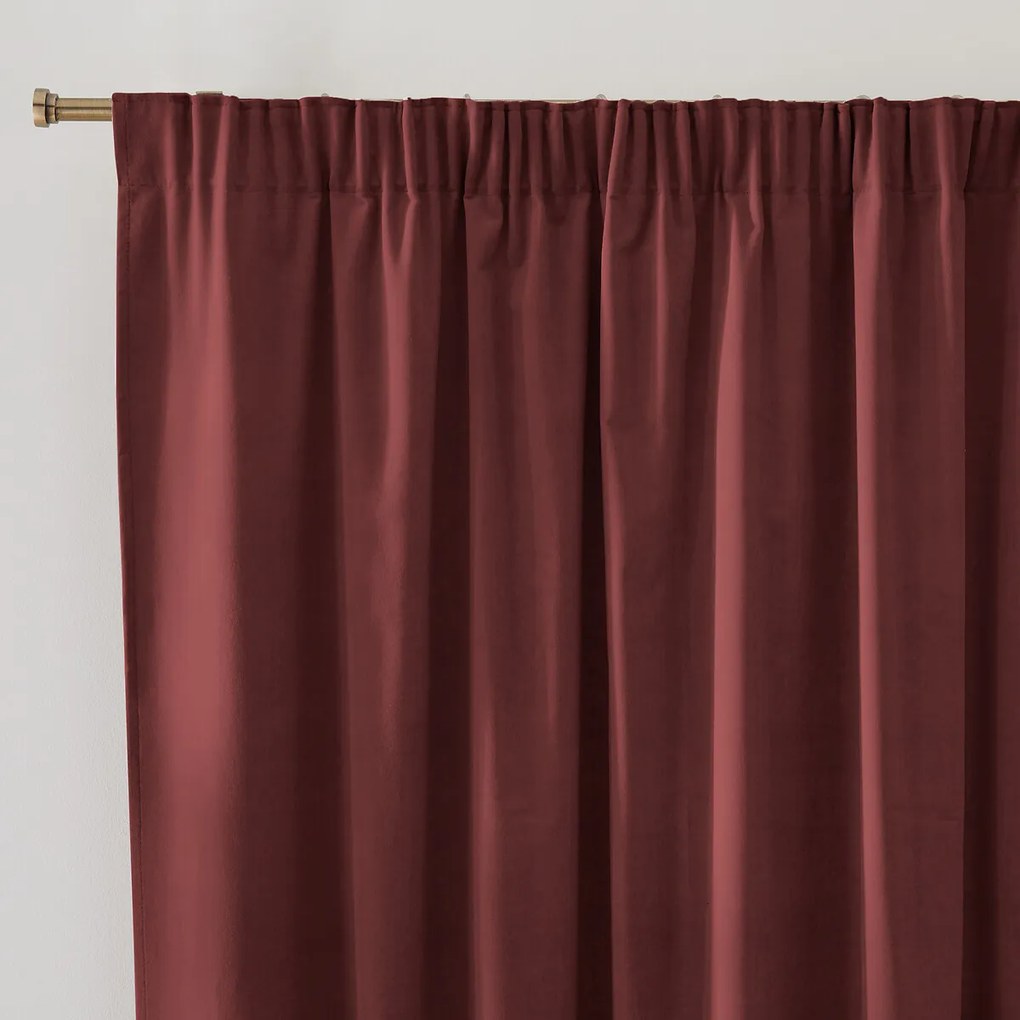 Gordijn in fluweel met aangerimpeld biesje, Velvet