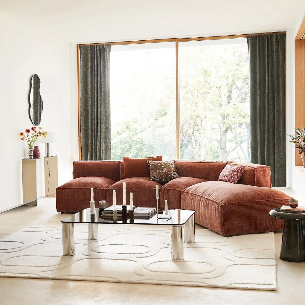 Fauteuil voor modulaire bank, in vintage ribfluweel, Seven