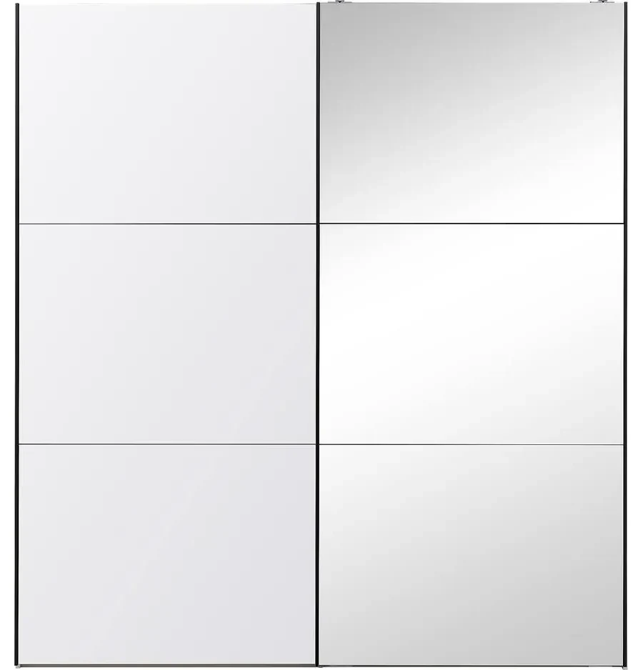 Goossens Kledingkast Easy Storage Sdk, 153 cm breed, 220 cm hoog, 1x 3 paneel glas schuifdeur li en 1x 3 paneel spiegel schuifdeur re