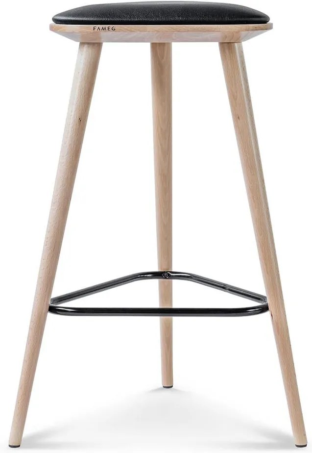 Fameg Finn - Houten barkruk - 61 cm hoog- Drie poten - Scandinavisch - Met kussen - 65 cm hoog - Design