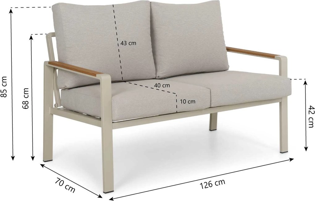 Stoel en Bank Loungeset 4 personen Aluminium Zand/Beige  Domani Furniture Leaf