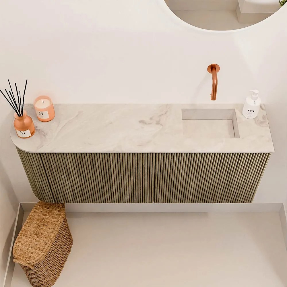 Mondiaz Joya DLux 100cm toiletmeubel ronding links dusk met wastafel faye rechts zonder kraangat frappe