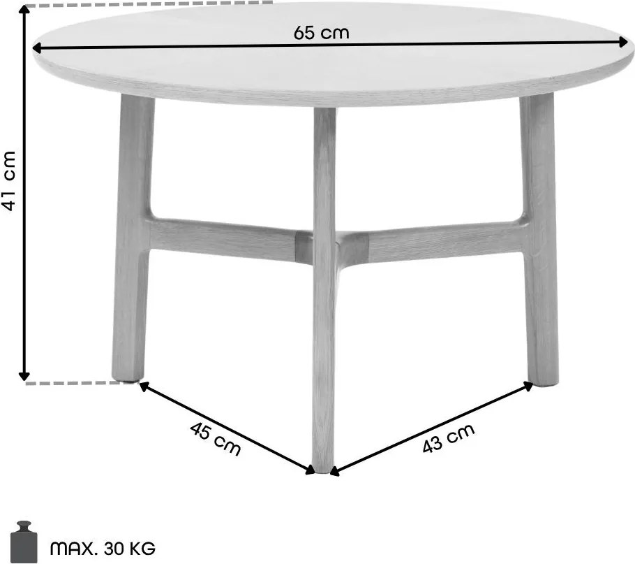 Mazzoni BELLUNO Naturel Essen - HOUTEN SALONTAFEL Ø65 cm ROND MODERN CLASSIC