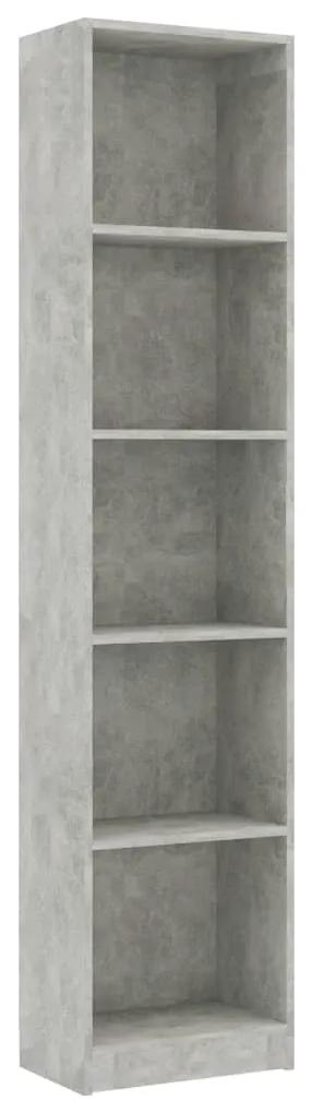 vidaXL Boekenkast met 5 schappen 40x24x175 cm bewerkt hout betongrijs