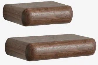 Set Van 2 Houten Wandplanken Carmen Donker Acaciabruin & ↔︎ 40 Cm - ↔︎ 60 Cm - Sklum
