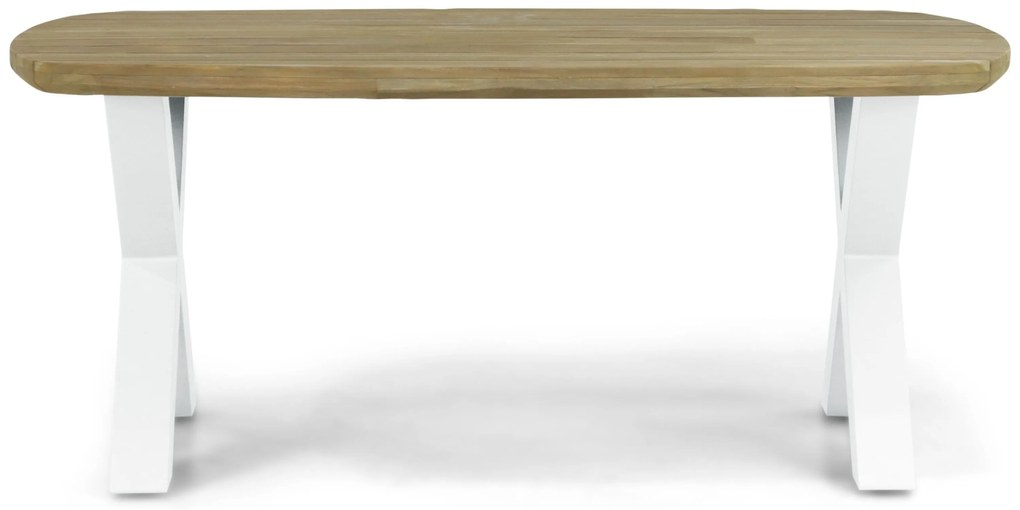 Dining Tuintafel rechthoekig 180 x 115 cm Aluminium/Teak Wit Falcon/Cardiff