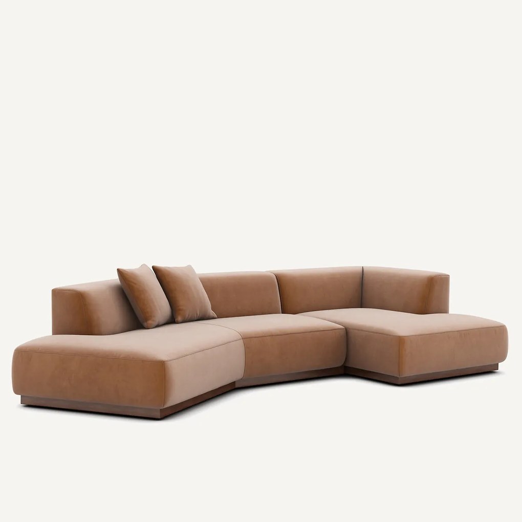 Rechter open hoekbank in fluweel, Jacopo