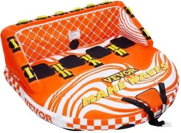 VEVOR Fun Tube Set voor varen, opblaasbare sleepboten voor 1-4 personen, 300 kg Watersport sleepbare tube voor het trekken van boten - met handgrepen, trekpunten en veiligheidsventiel