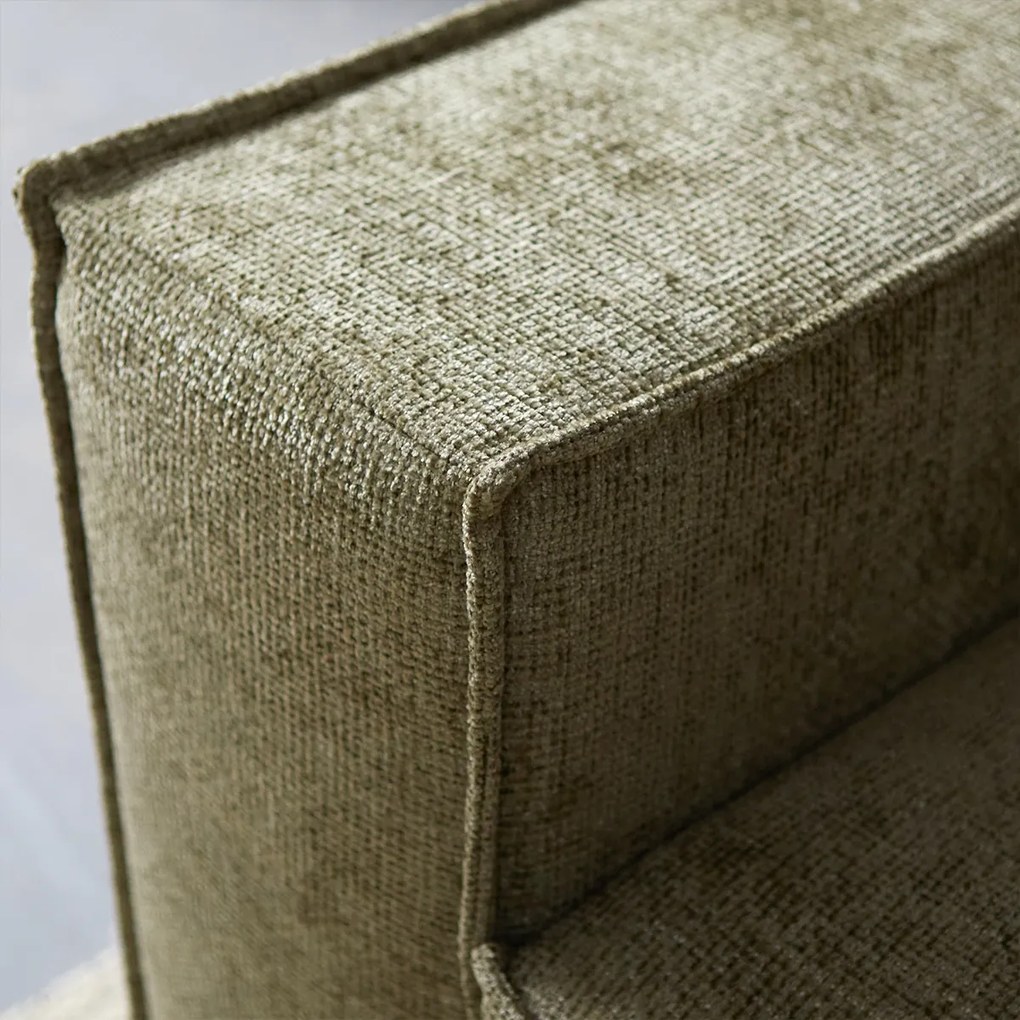 PEPP Interiors River Moderne Hoekbank Groene Stof Ottoman Rechts Idesin Majestic 607