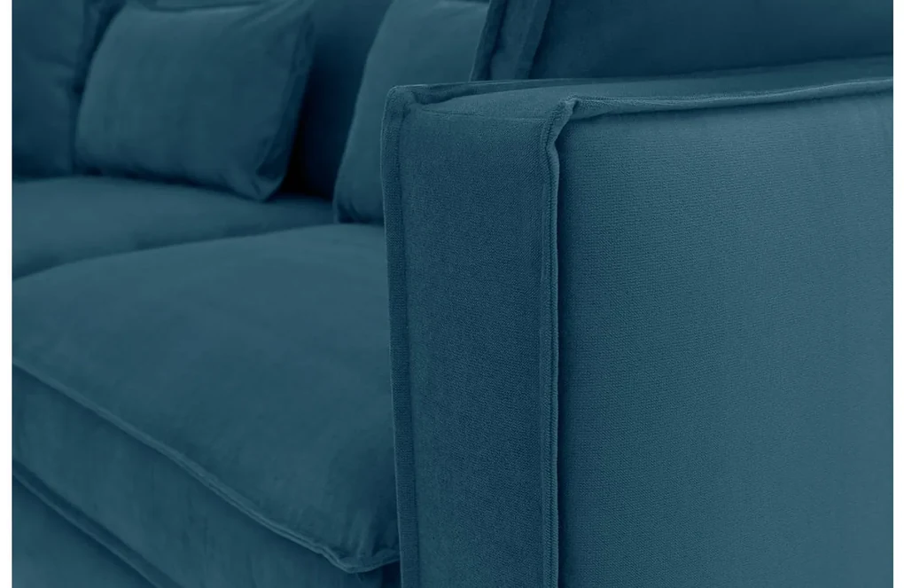 Goossens Bank Suite blauw, stof, 3-zits, elegant chic met ligelement links