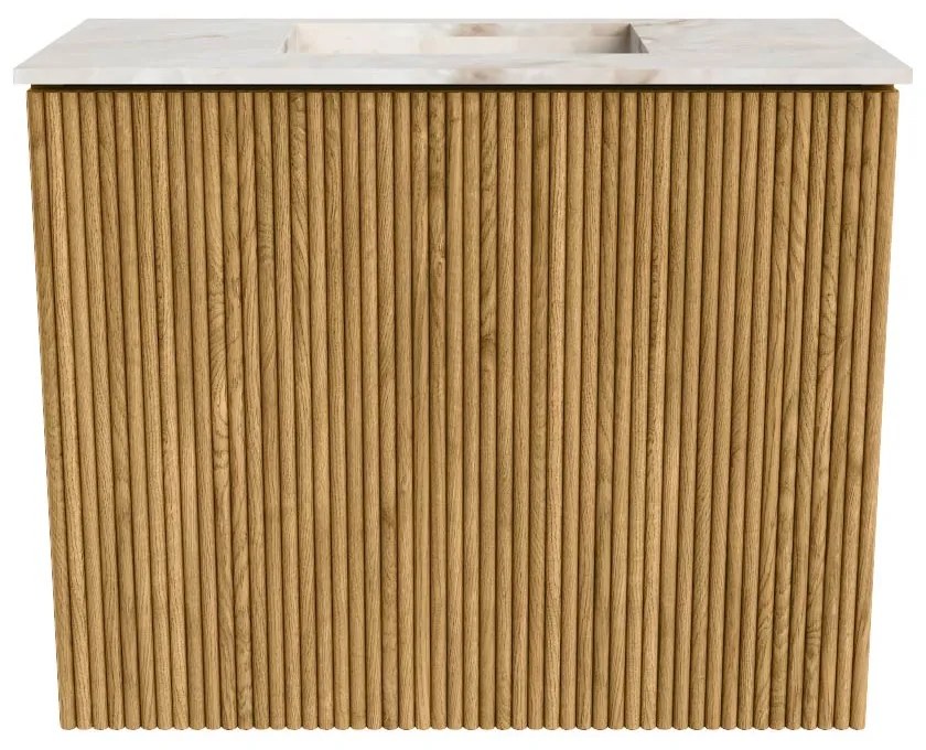 Mondiaz Joya DLux 50cm toiletmeubel oak met wastafel faye midden zonder kraangat frappe