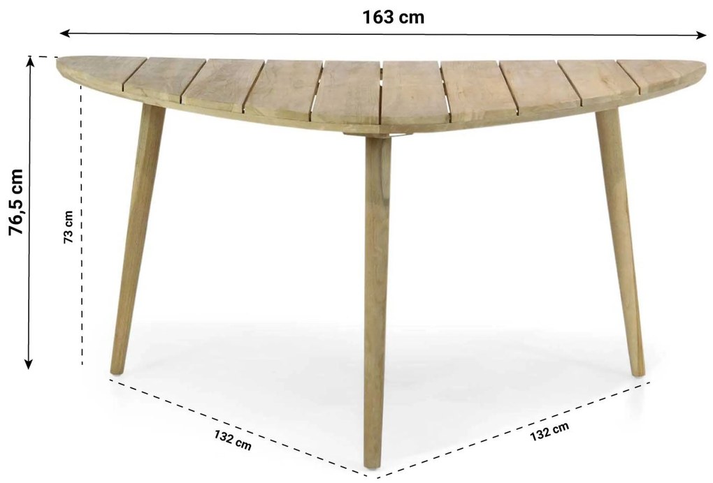 Dining Tuintafel driehoek 155 x 155 x 155 cm Old teak greywash Julia
