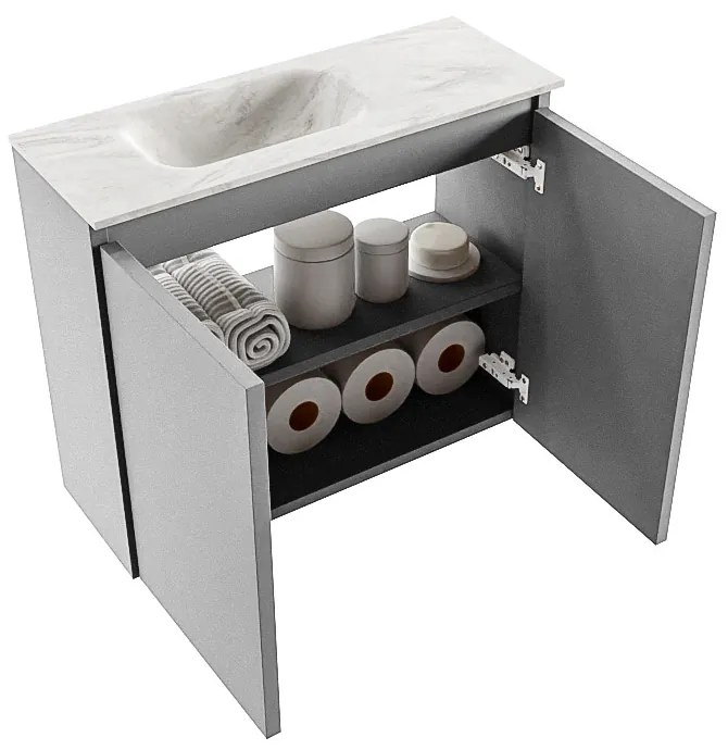 Mondiaz Ture DLux toiletmeubel 60cm plata met wastafel ostra links met kraangat