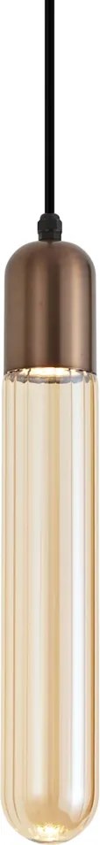 Art Deco hanglamp donker brons met ribbel glas IP44 - Walcott