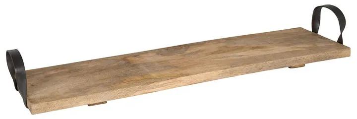 Dienblad plank ijzeren grepen - 70x20 cm