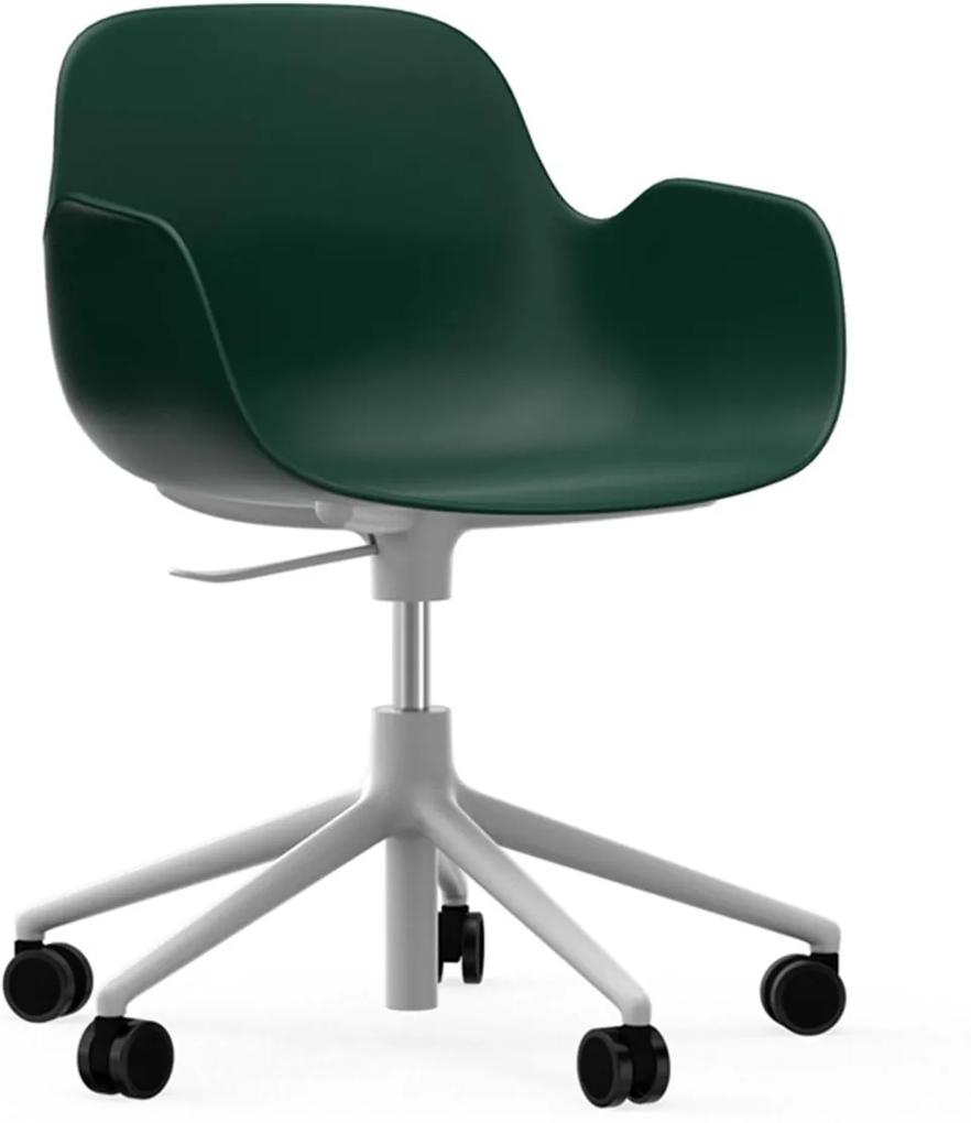 Normann Copenhagen Form Armchair bureaustoel met wit onderstel groen