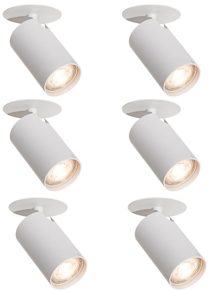 Set van 6 moderne inbouwspots wit GU10 50mm - Chels