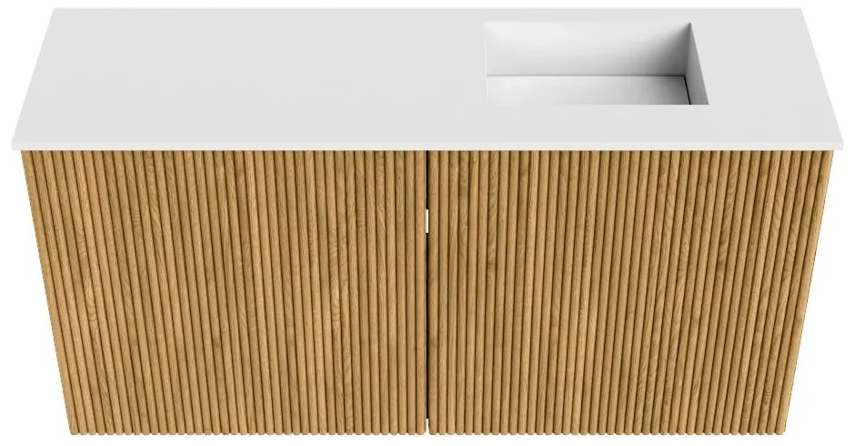 Mondiaz Joya 80cm toiletmeubel oak met wastafel faye rechts zonder kraangat talc