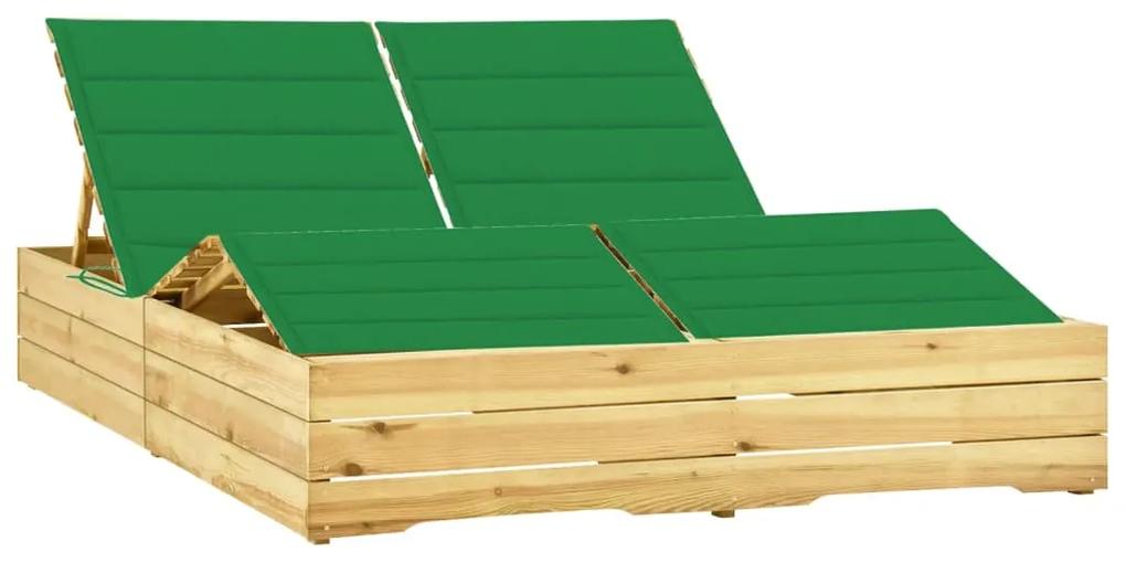 vidaXL Ligbed tweepersoons met groene kussens geïmpregneerd grenenhout