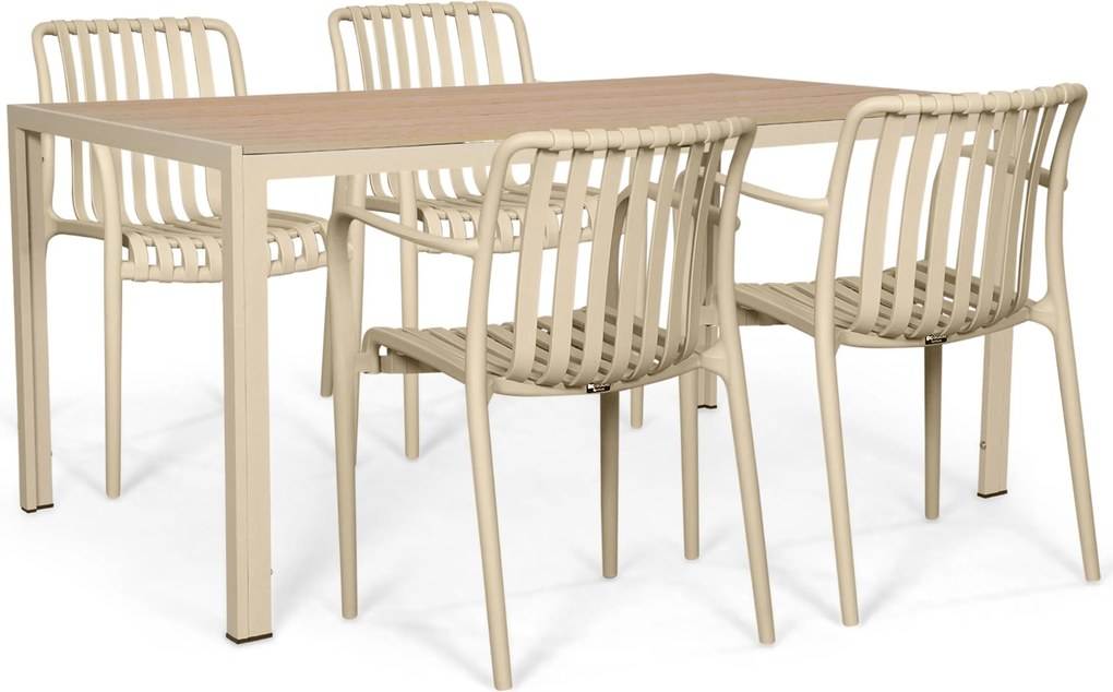 Tuinset 4 personen 160 cm Kunststof Zand/Beige Domani Furniture Alba/Creta