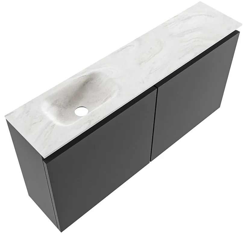 Mondiaz Ture DLux toiletmeubel 100cm dark grey met wastafel ostra links zonder kraangat