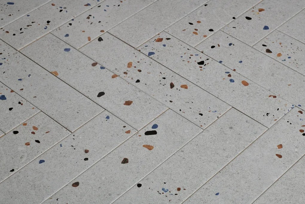 DTG Terrazzo wandtegel 7.5x30cm grijs mat