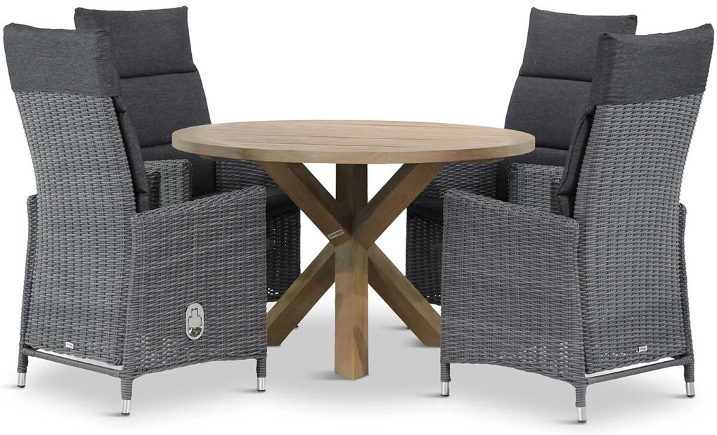 Tuinset Ronde Tuintafel 4 personen 120 cm Wicker Zwart Garden Collections Madera/Sand
