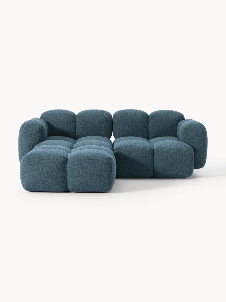 Modulaire bank Tayla (2-zits) van bouclé met ottomane (links/rechts)