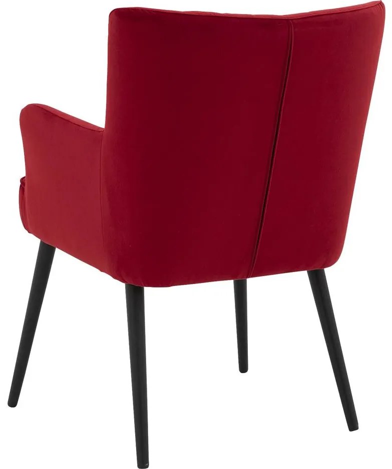 Goossens Eetkamerstoel Rob rood velvet stof met armleuning, urban industrieel