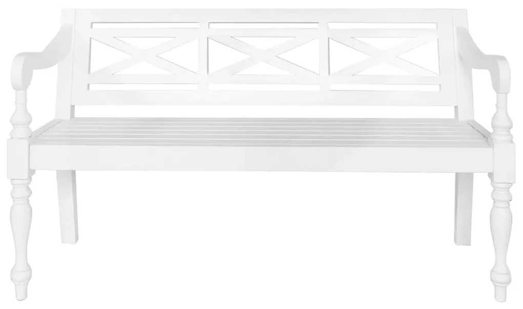 vidaXL Bank Batavia 123 cm massief mahoniehout wit