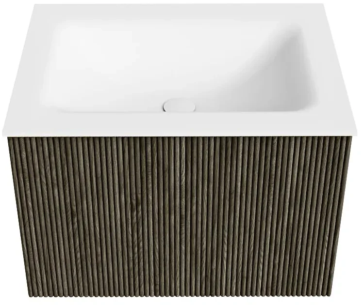 Mondiaz Kurve 60cm badmeubel shadow met 1 lade en wastafel cloud midden zonder kraangat