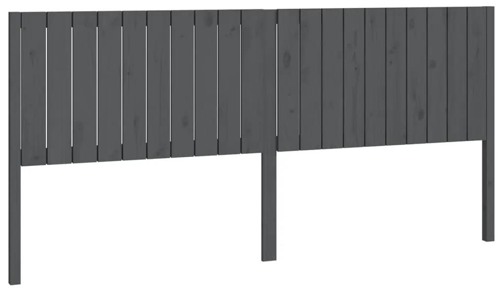 vidaXL Hoofdbord 205,5x4x100 cm massief grenenhout grijs