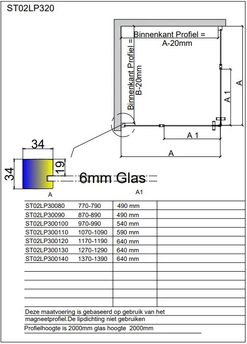 van Rijn ST02 hoekcabine 138x108cm met draaideuren zwart