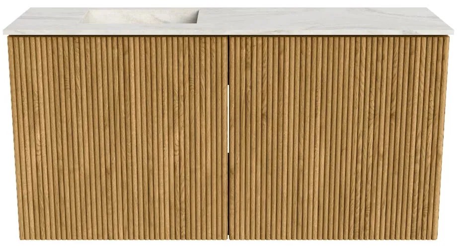 Mondiaz Joya DLux 80cm toiletmeubel oak met wastafel faye links 1 kraangat ostra