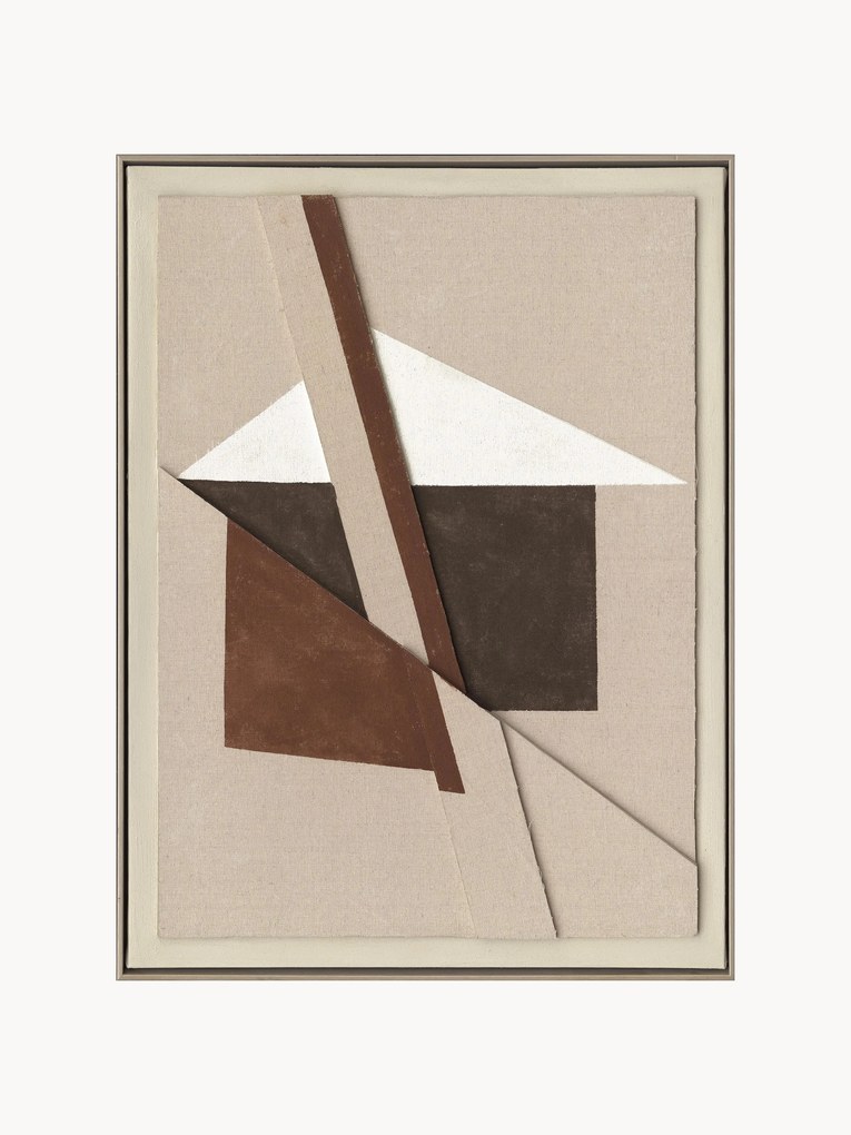 Handbeschilderd canvasdoek Brown Shapes met frame