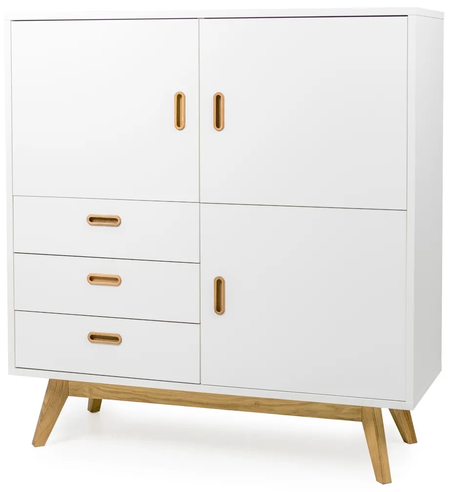 Tenzo Bess Wandkast Mat Wit Met Eiken - 114x43x120cm.