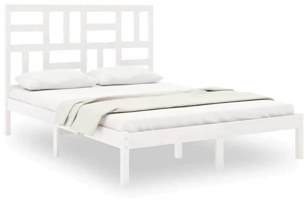 vidaXL Bedframe massief hout wit 140x190 cm