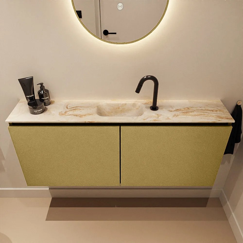 Mondiaz Ture DLux toiletmeubel 120cm oro met wastafel frappe midden met kraangat