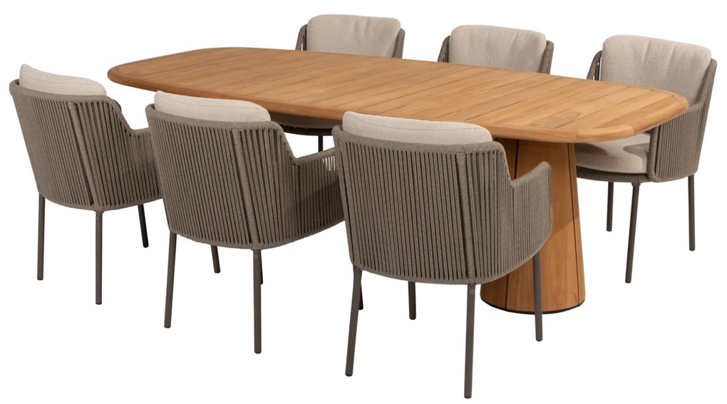 Capri Bernini dining tuinset 240x110xH75 cm 7 delig teak barrel terre 4 Seasons Outdoor