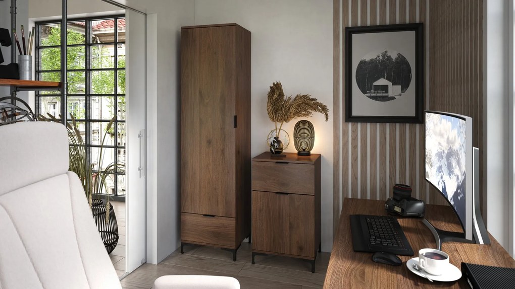 Kast LANA 01 Elegant walnoot - STAANDE KAST MET LA