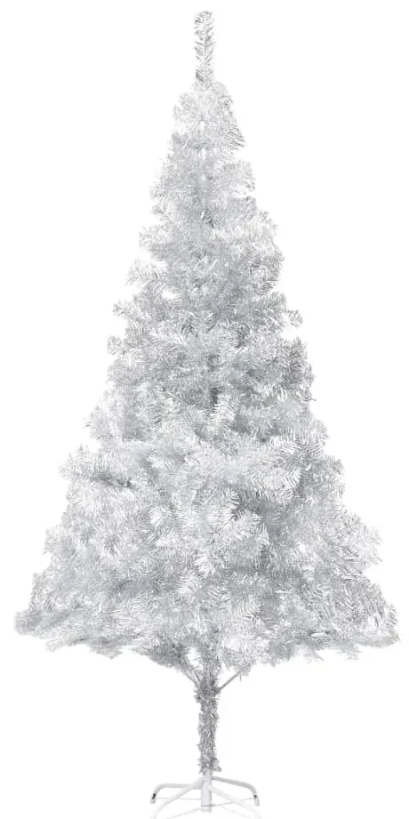 vidaXL Kunstkerstboom met LED's en kerstballen 180 cm PET zilverkleur