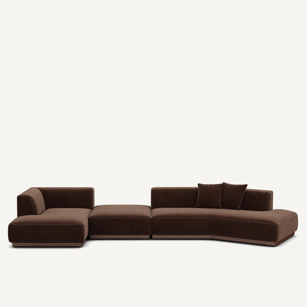 Open hoekbank links XL in chenille fluweel, JACOPO