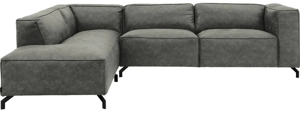 Goossens Bank Calvin grijs, micro leer, 3-zits, modern design met ligelement links