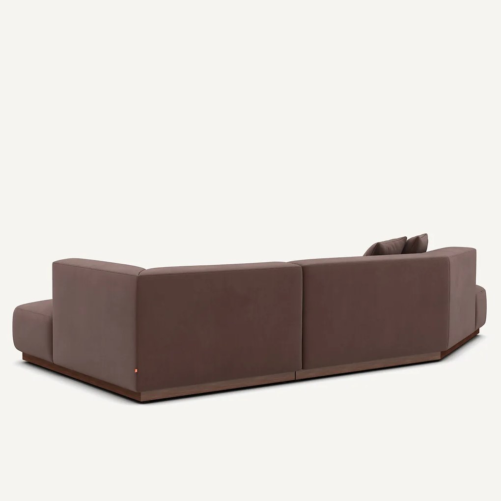 Open rechte hoekbank in linnen fluweel, JACOPO